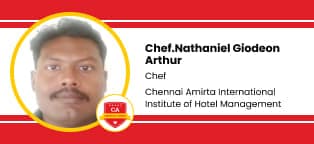Chef.Nathaniel Giodeon Arthur Chef in Chennai Amirta International Institute of Hotel Management, Bangalore, Karnataka