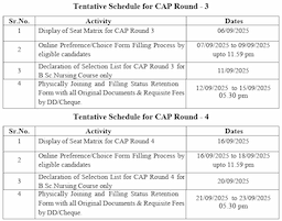 MAH B.Sc Nursing CET CAP 2025 Round 3 Selection List Out : Round 4 Begins on September 16