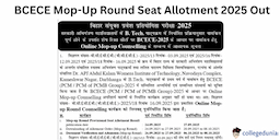 BCECE Mop-Up Round Seat Allotment 2025 Out; Download Allotment Letter Here